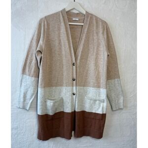 J.JILL PureJill Colorblock Stripe Longline Knit Cardigan Sweater Size XL